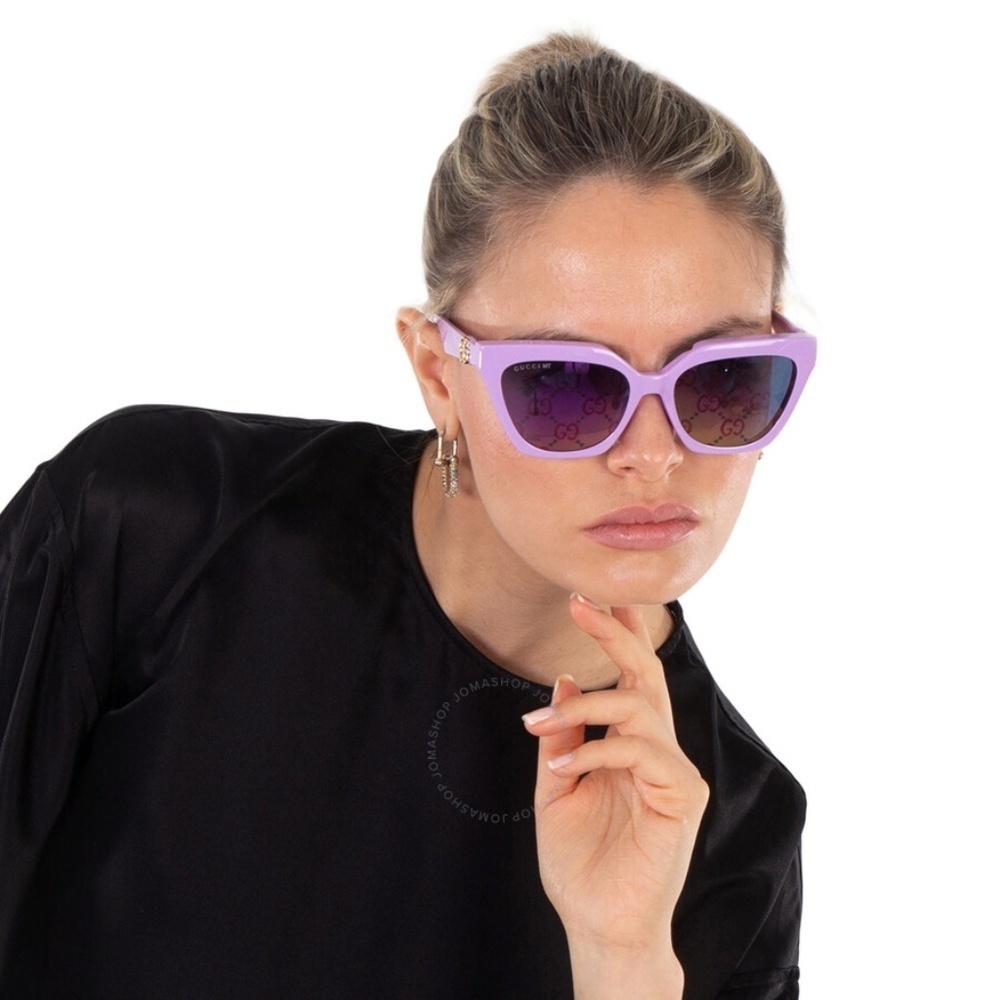 NWT Gucci GG1542S-002 Clip-On Violet Cat Eye 55mm Sunglasses - Picture 2 of 8